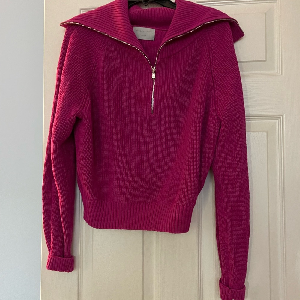 Women's Hot Pink Half-Zip Sweater